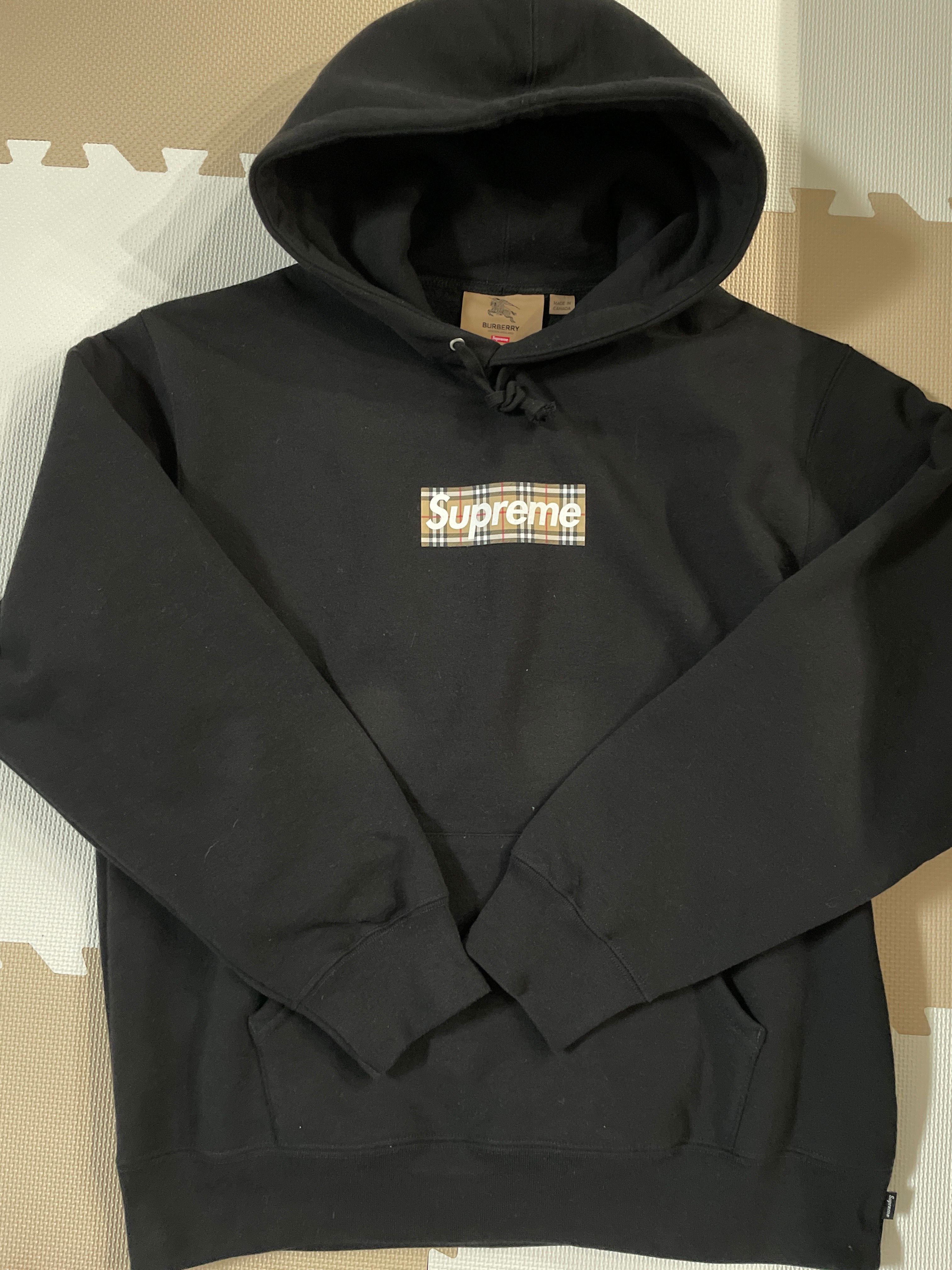 Supreme / Burberry Box Logo Hooded Sweatshirt "Black"