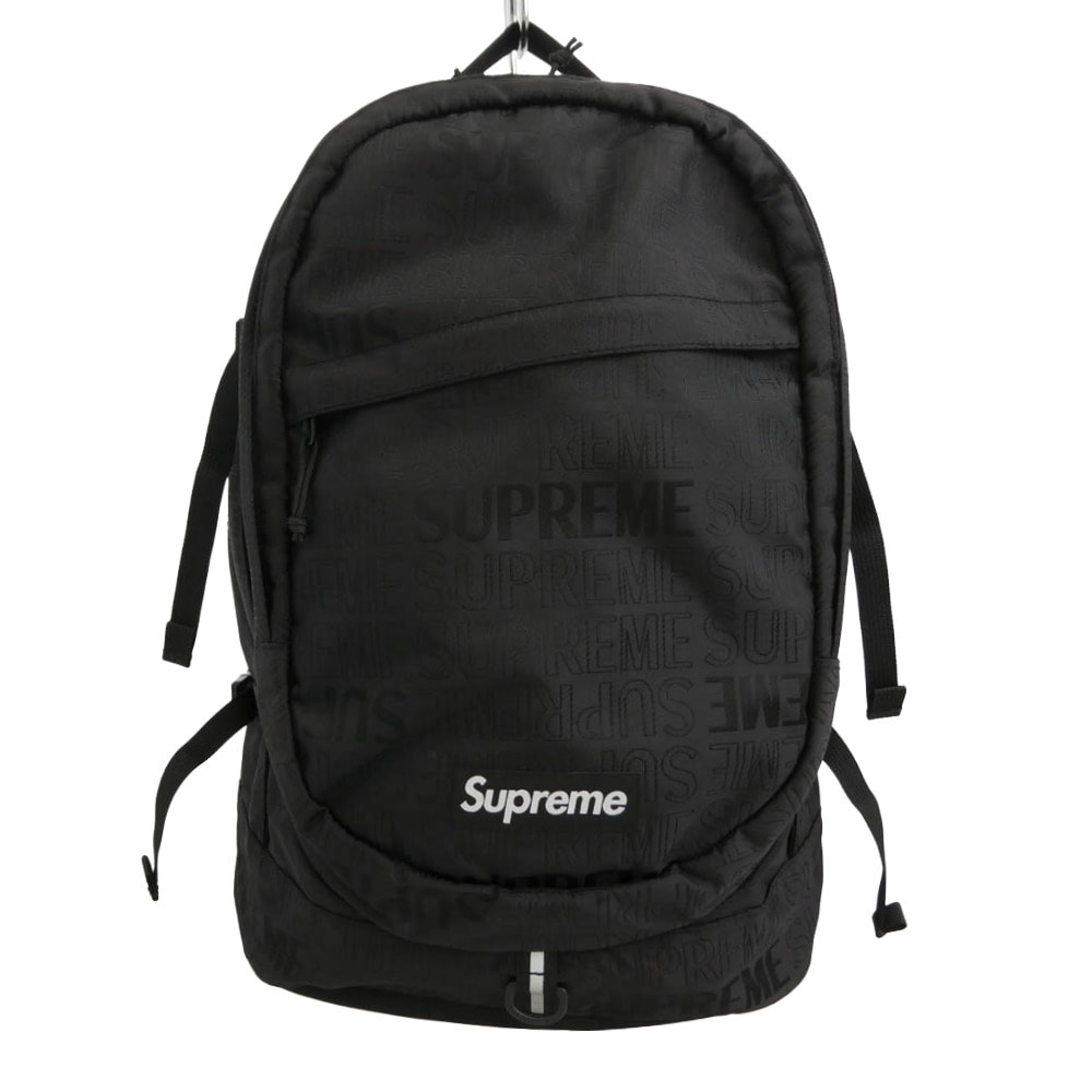Supreme シュプリーム 19SS SUP-SS19-17 Backpack Black 総柄 ボックス ロゴ バックパック リュック ブラック系【中古】