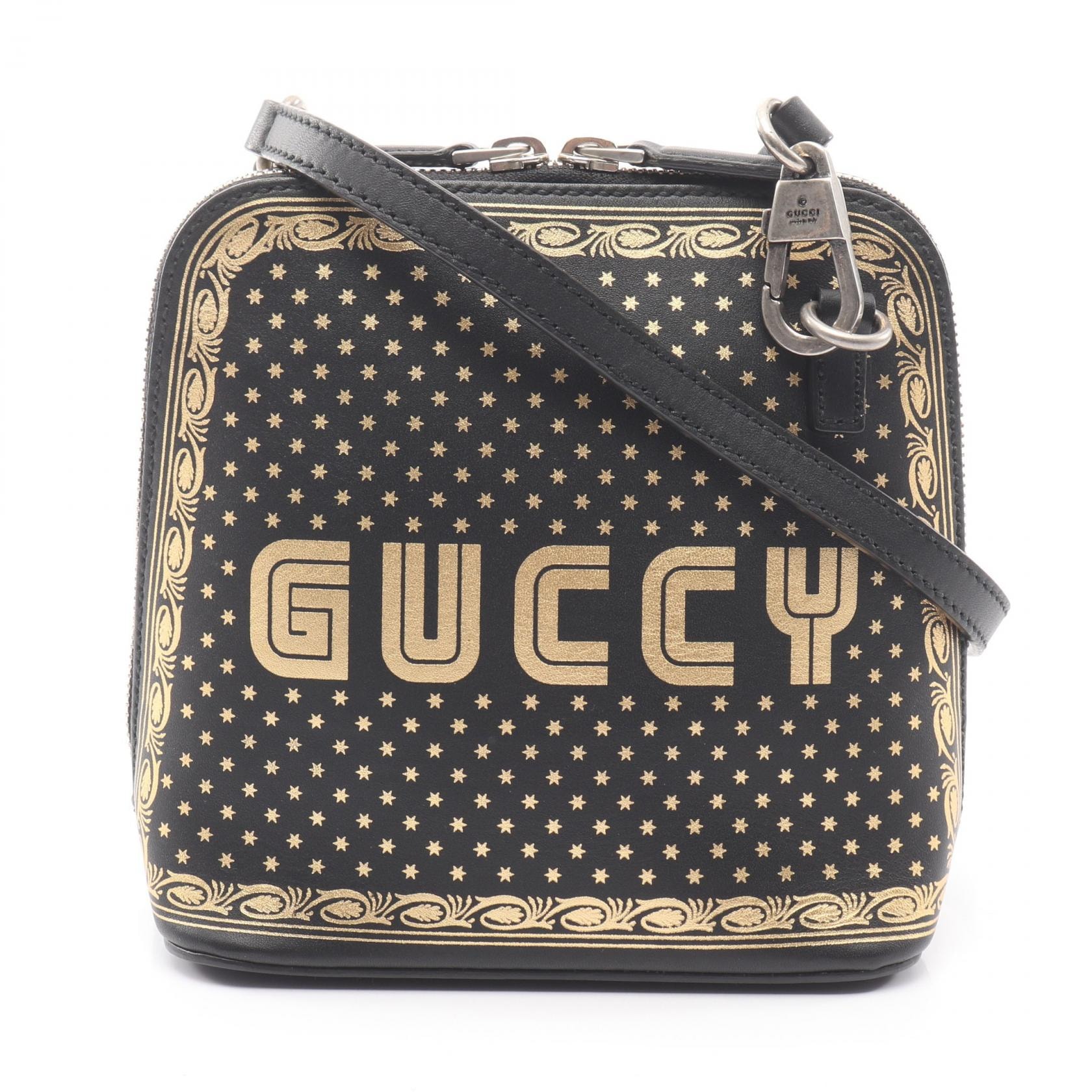 グッチ GUCCI GUCCY SEGA ショルダーバッグ バッグ レザー レディース ブラック系 / ゴールド系 511189 【中古】