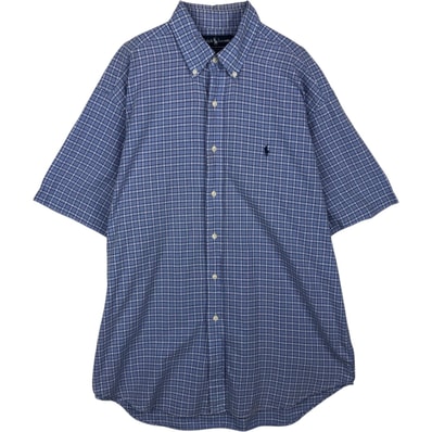 古着 ラルフローレン Ralph Lauren BLAKE 半袖 ボタンダウン チェックシャツ メンズL相当/eaa495217