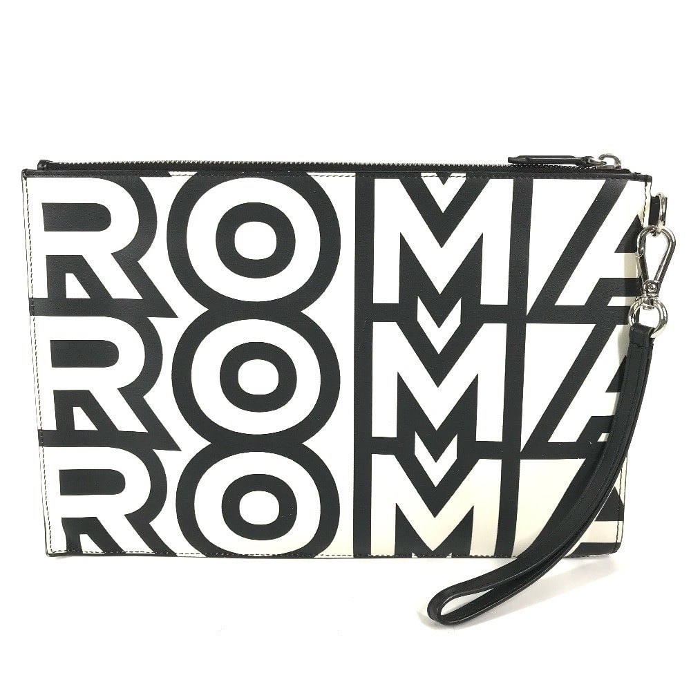 フェンディ FENDI ロゴ MARC JACOBS マークジェイコブス コラボ カバン セカンドバッグ ポーチ ストラップ付き クラッチバッグ レザー ブラック