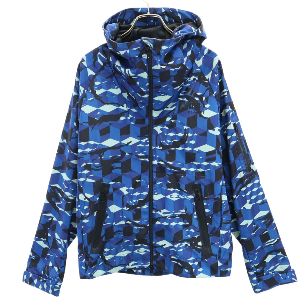 PUMA プーマ エクストララージ 総柄 長袖 ジップパーカー S ブルー系 X-LARGE
