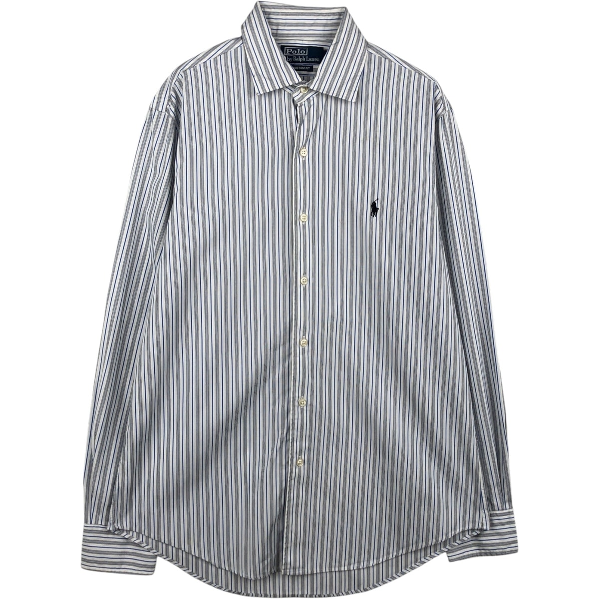 古着 ラルフローレン Ralph Lauren POLO by Ralph Lauren CUSTOM FIT マルチストライプ 長袖 コットンストライプシャツ メンズM相当/eaa634825