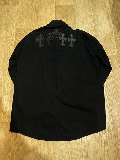 Chrome Hearts Cemetery Cross Patch Back Flare Knee Western Denim Jacket "Black"