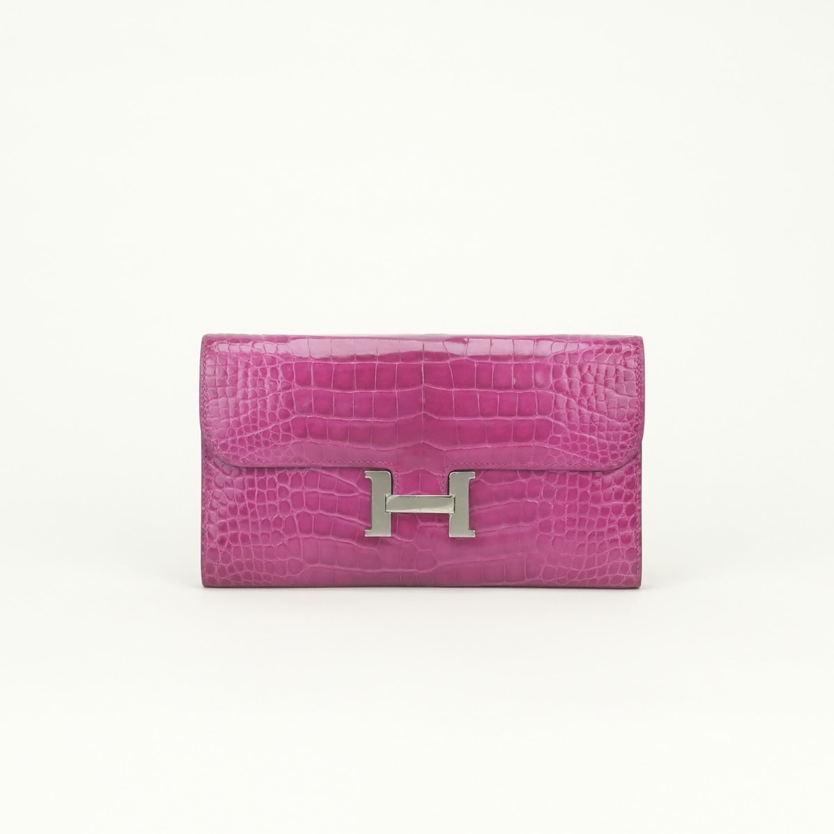 エルメス HERMES コンスタンスロング コンスタンス ロング 財布 長財布 ロングウォレット アリゲーター ローズシェヘラザード Rose Scheherazade ピンク Pinkパープル Purple 紫 シルバー金具