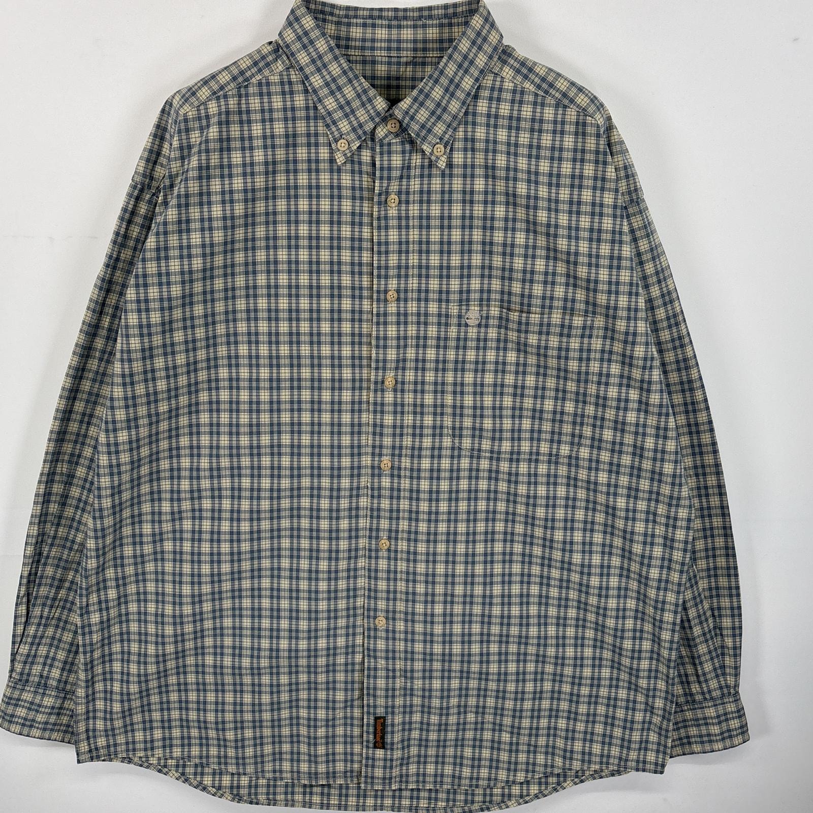 古着 ティンバーランド Timberland 長袖シャツ ボタンダウンシャツ ワンポイント ロゴ 刺繍 WEATHER GEAR XL ベージュ系 チェック メンズ