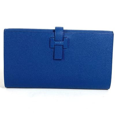 エルメス HERMES ニュー・Hパッサン・トゥタンマン Hロゴ ロングウォレット クラッチバッグ カバン 長財布 エプソン K刻 ディープブルー ブルー 新品同様