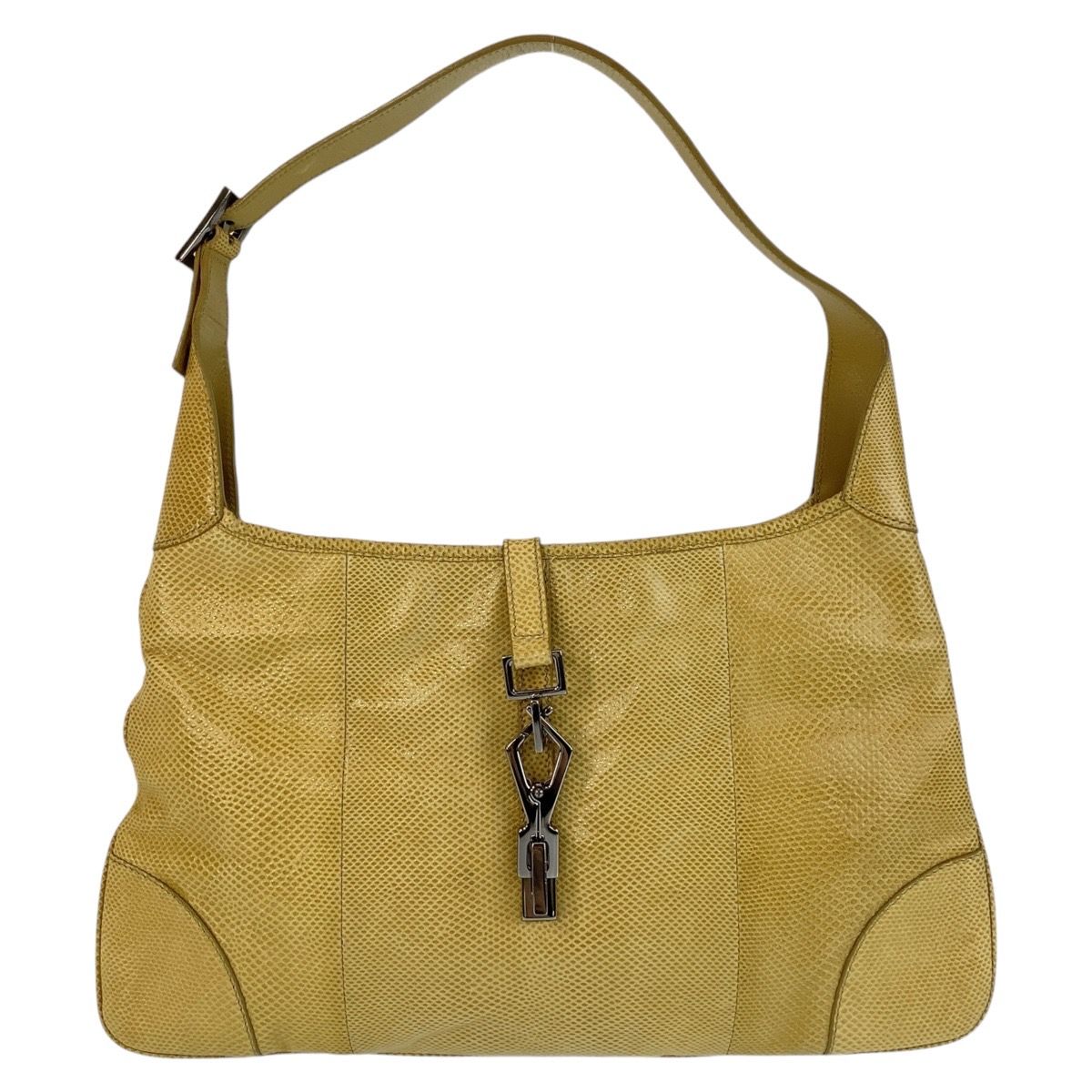 美品 GUCCI グッチ ジャッキー ベージュ パイソン ショルダーバッグ 410511 【中古】
