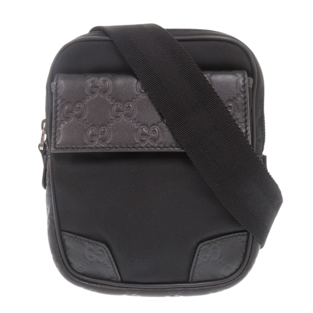 グッチ  グッチシマ 161823  ナイロン レザー ブラック