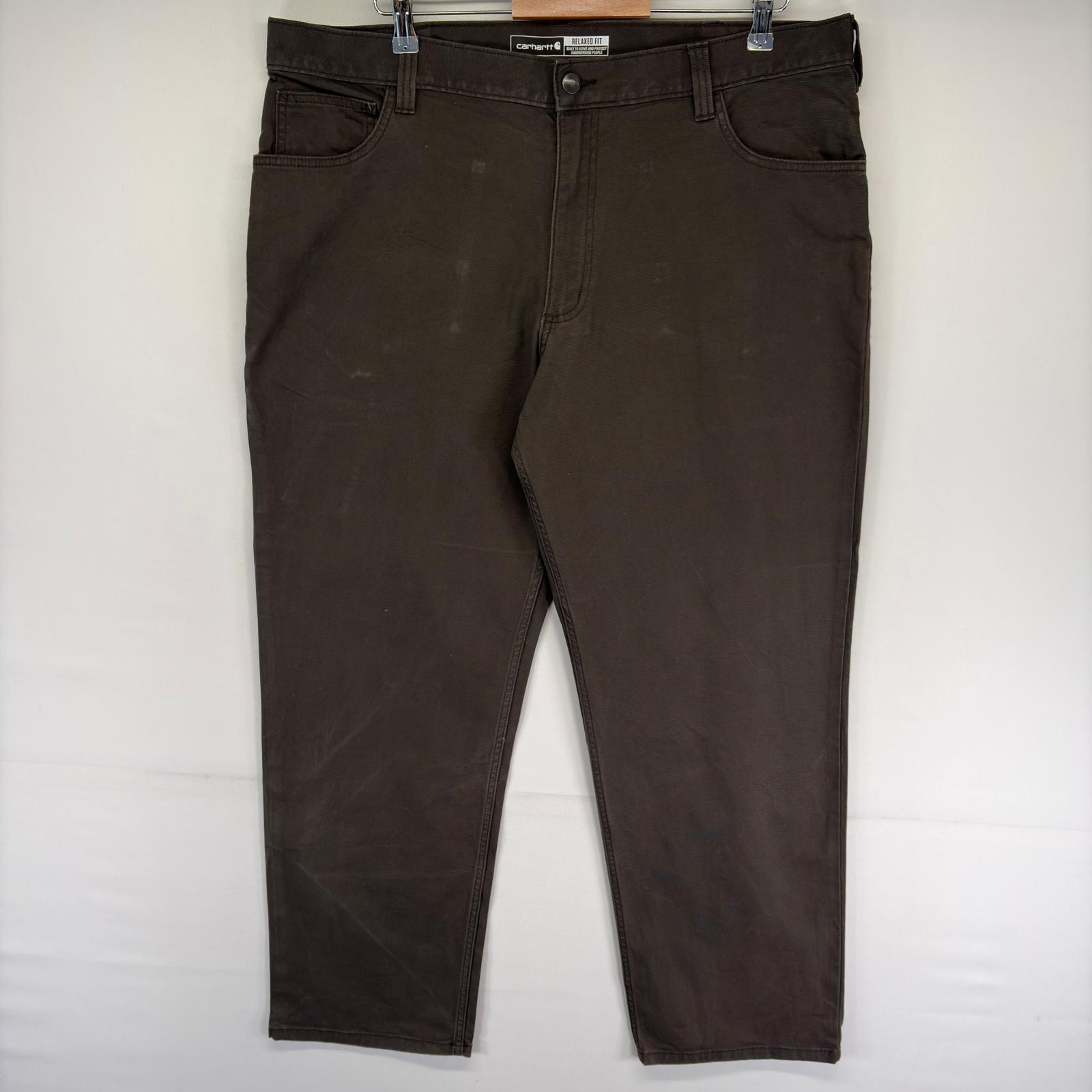 古着 カーハート Carhartt ダック パンツ ツールポケット ワンポイントロゴ ジッパーフライ ワーク w40 L30  ブラウン系 メンズ