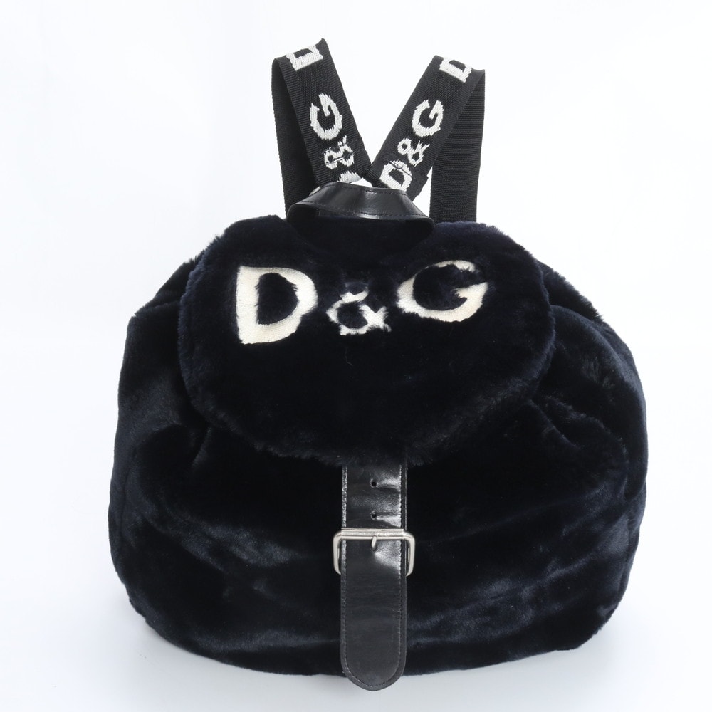 ■美品 ドルチェアンドガッバーナ D&G ロゴ ファーリュックサック