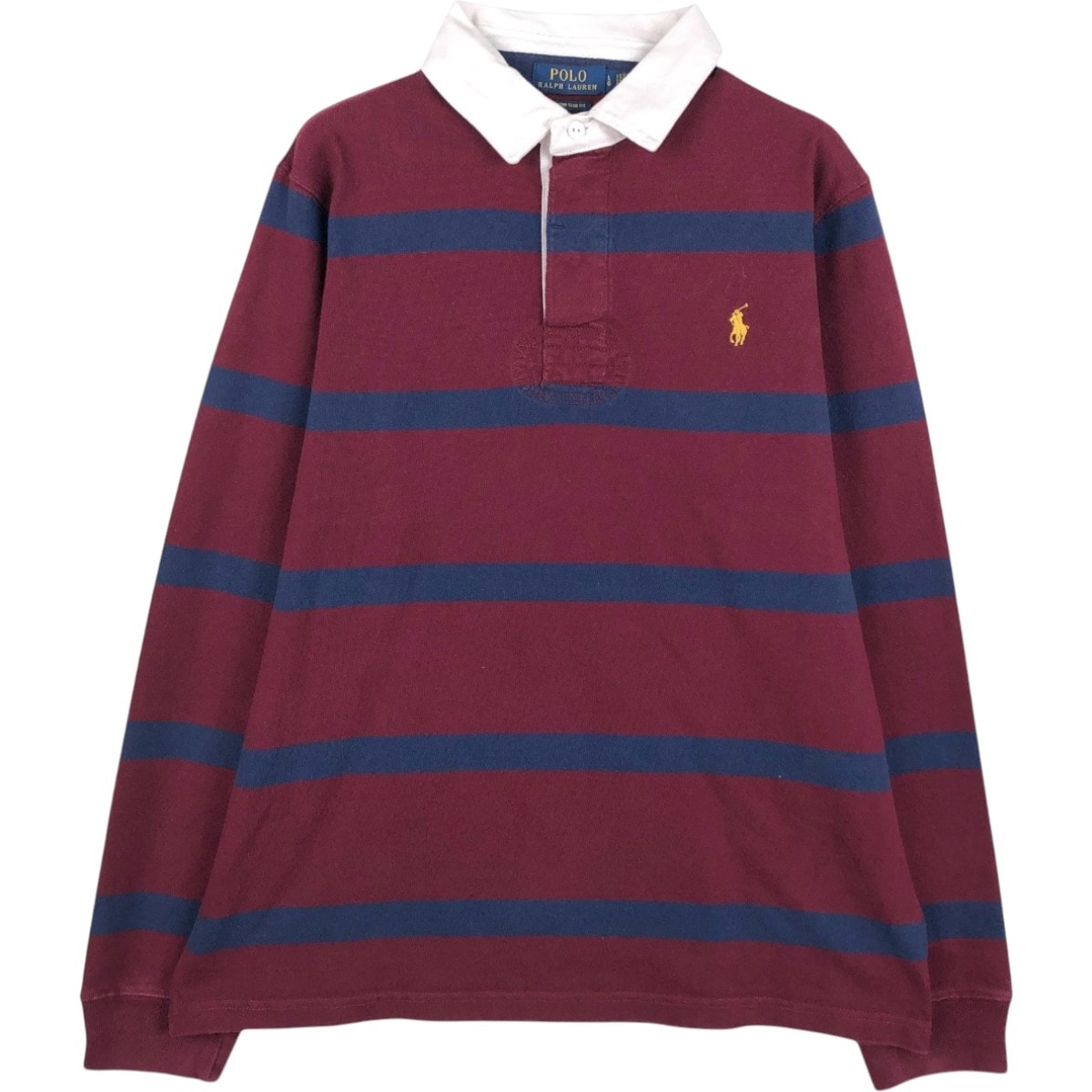 古着 ラルフローレン Ralph Lauren POLO RALPH LAUREN CUSTOM SLIM FIT ボーダー柄 長袖 ラガーシャツ メンズL相当/eaa668842