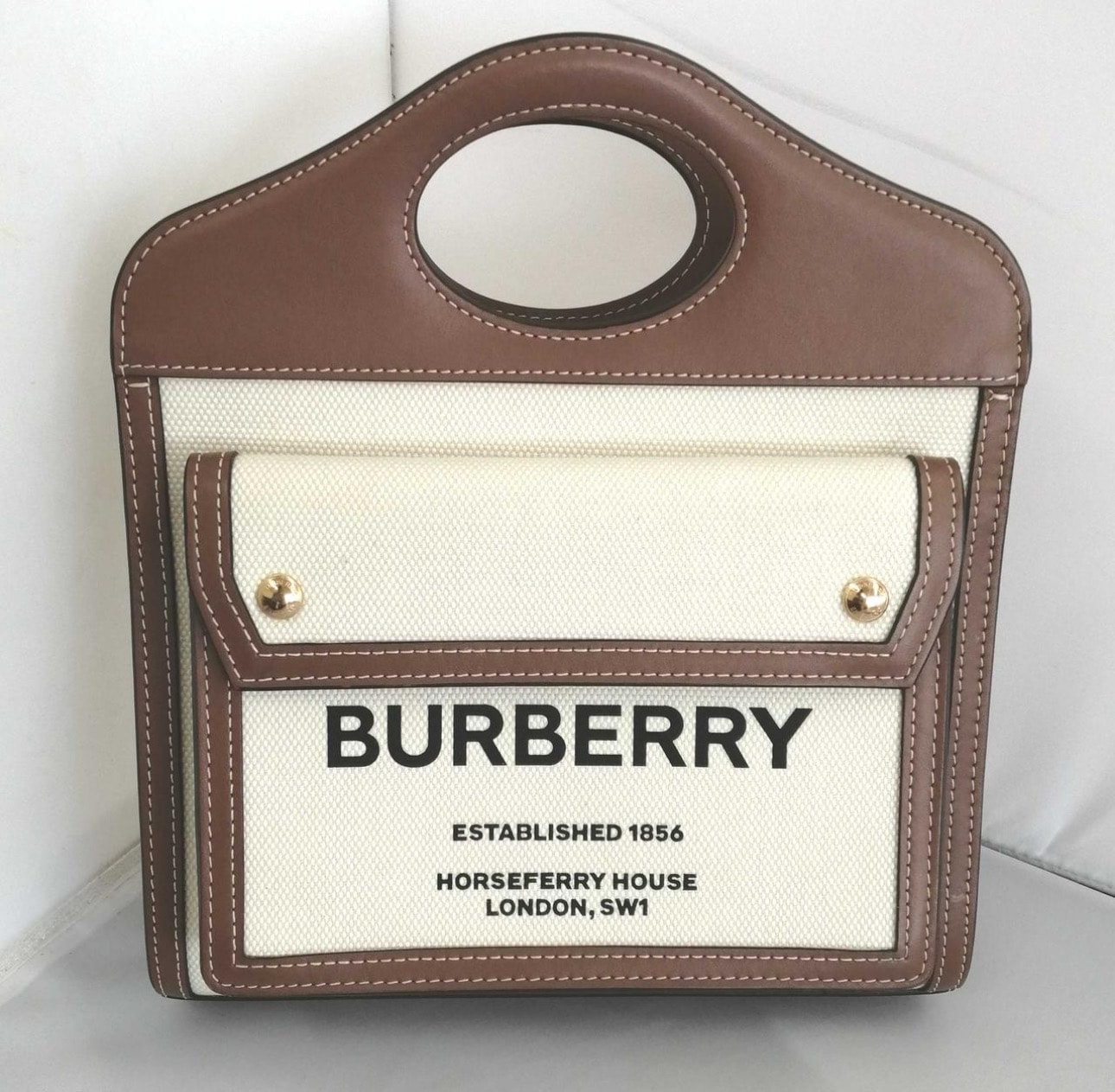 Burberry Women's Mini Pocket Bag "Natural/Malt Brown"