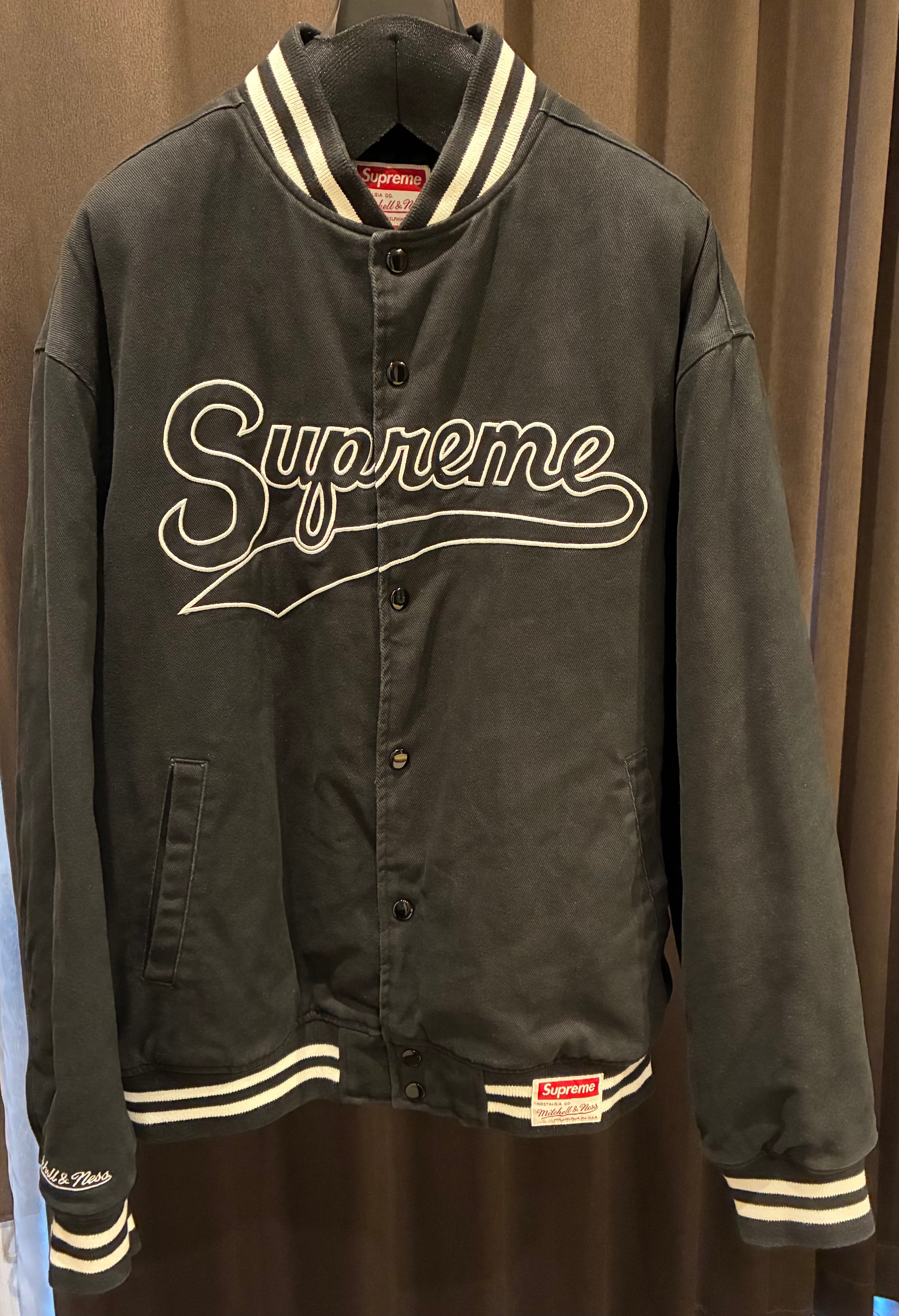 Supreme / Mitchell & Ness Doughboy Twill Varsity Jacket "Black"