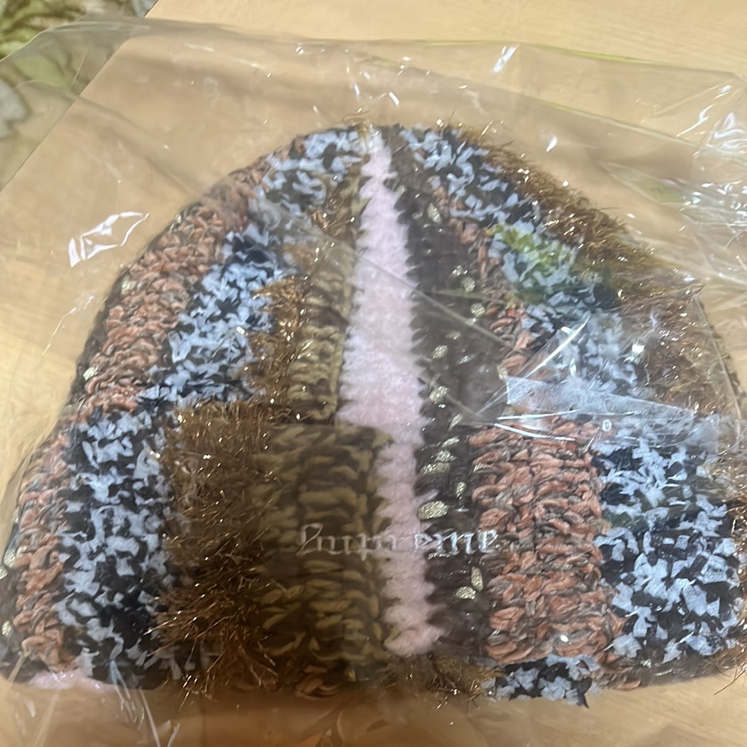 Supreme Tinsel Stripe Beanie "Brown"