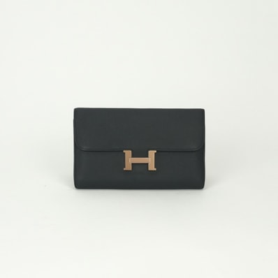 エルメス HERMES コンスタンスロング コンスタンス ロング 財布 長財布 ロングウォレット エプソン ノワール Noir ブラック Black 黒 ピンクゴールド(ローズゴールド)金具 ヴォーエプソン