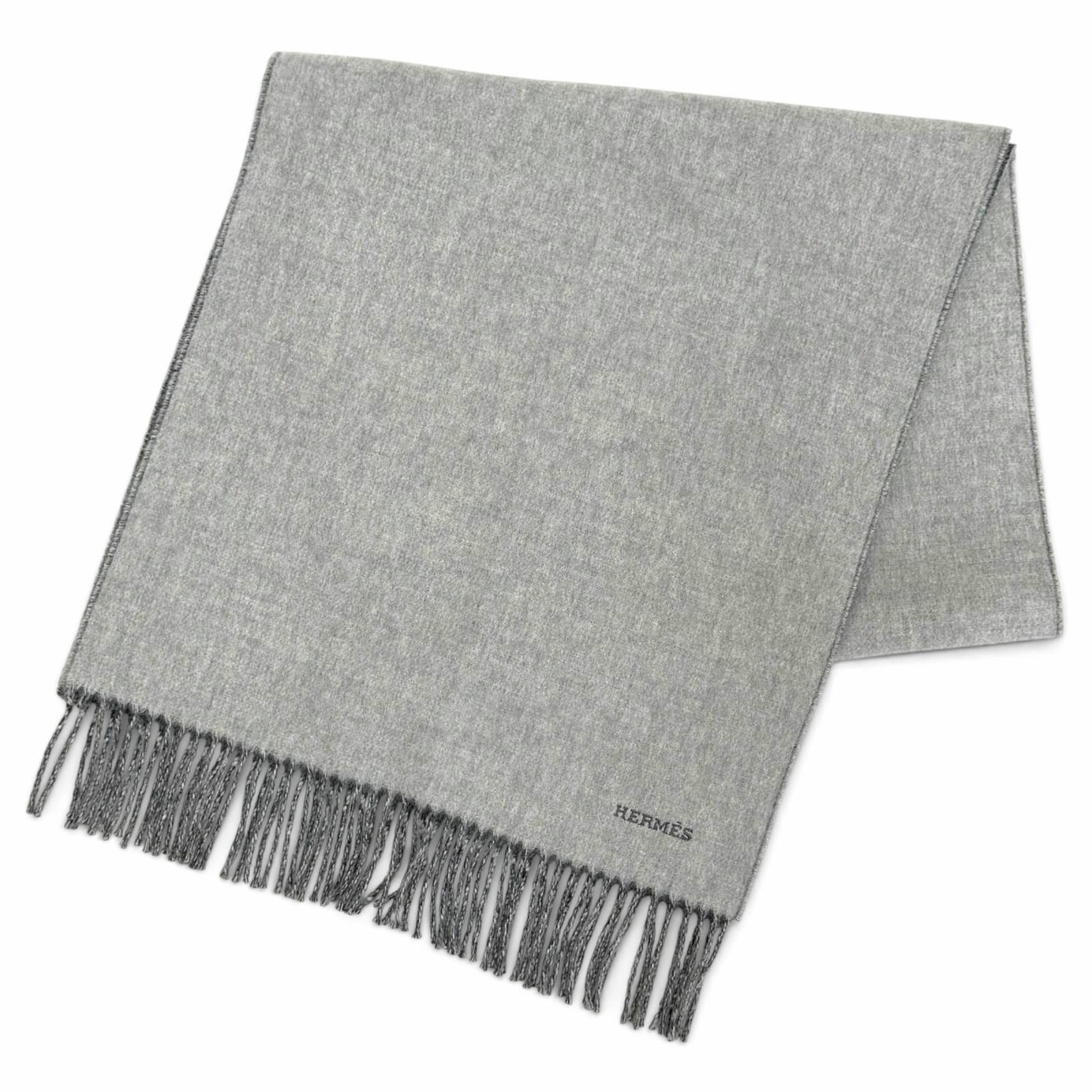 未使用品 エルメス マフラー レクトヴェルソ チャコールグレー カシミヤ