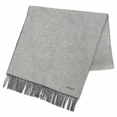 未使用品 エルメス マフラー レクトヴェルソ チャコールグレー カシミヤ