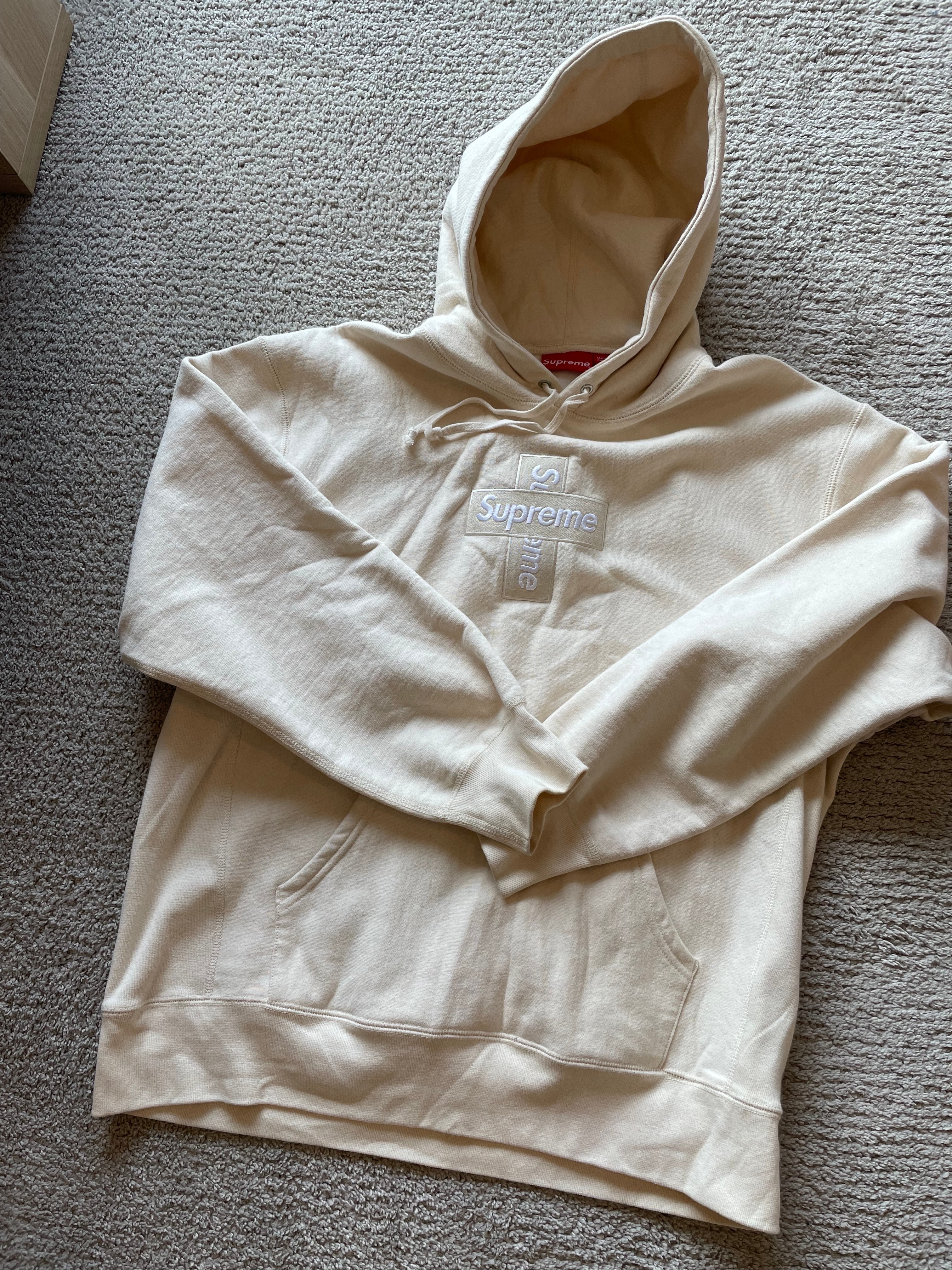 Supreme Cross Box Logo Hooded Sweatshirt "Natural"