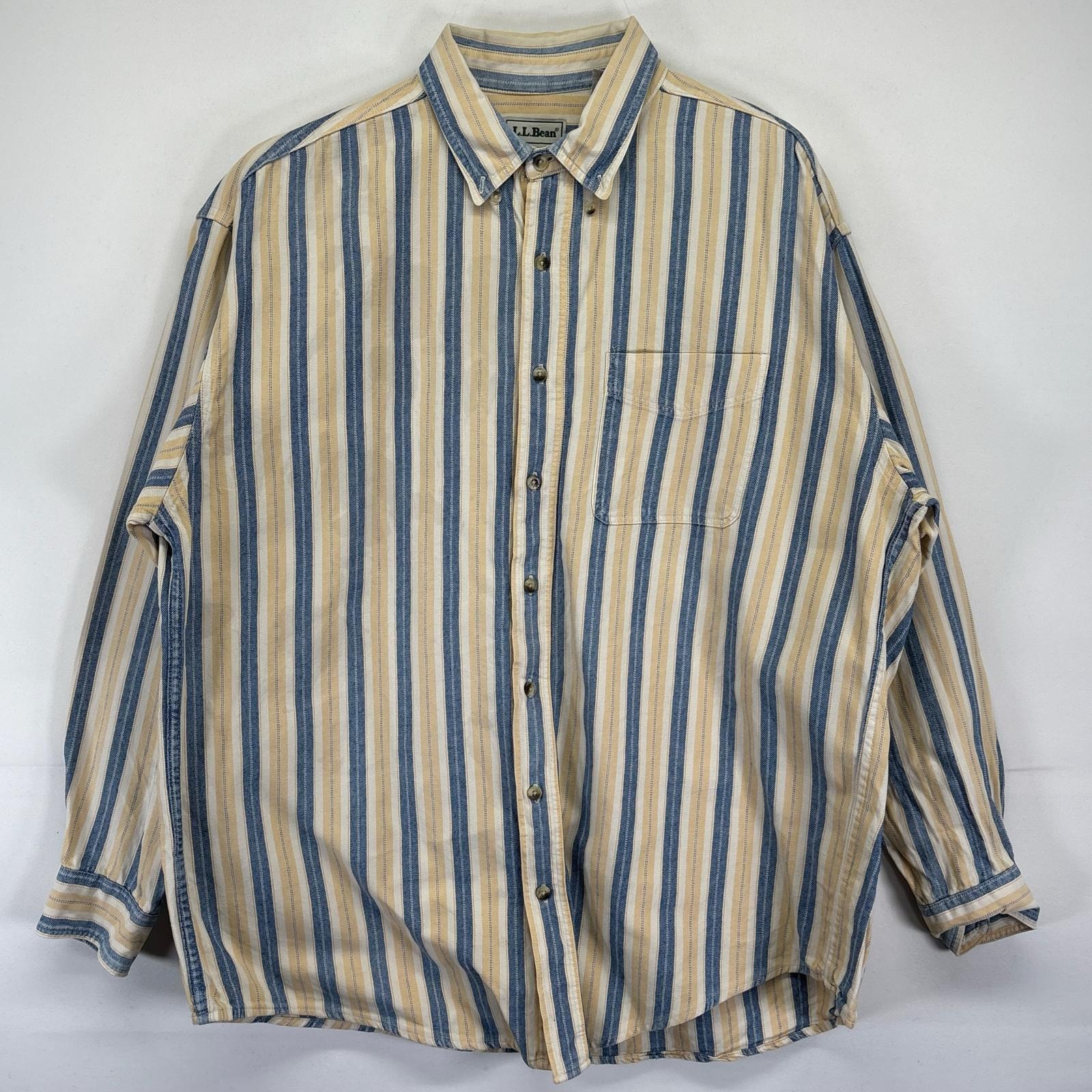 古着 80's/80年代 ヴィンテージ エルエルビーン L.L.Bean 長袖シャツ ストライプ 大きいサイズ ポケット XL マルチカラー メンズ