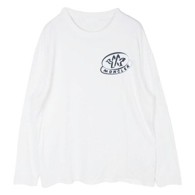 MONCLER モンクレール Tシャツ MC8D000118390T レタリングプリント 袖ロゴワッペン クルーネック 長袖 Tシャツ ロンT ホワイト系 XL【中古】