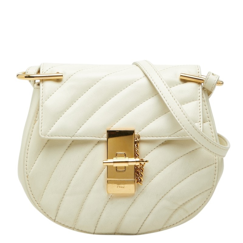 クロエ ドリュー ビジュー 斜め掛け ショルダーバッグ アイボリー レザー レディース Chloe 【中古】