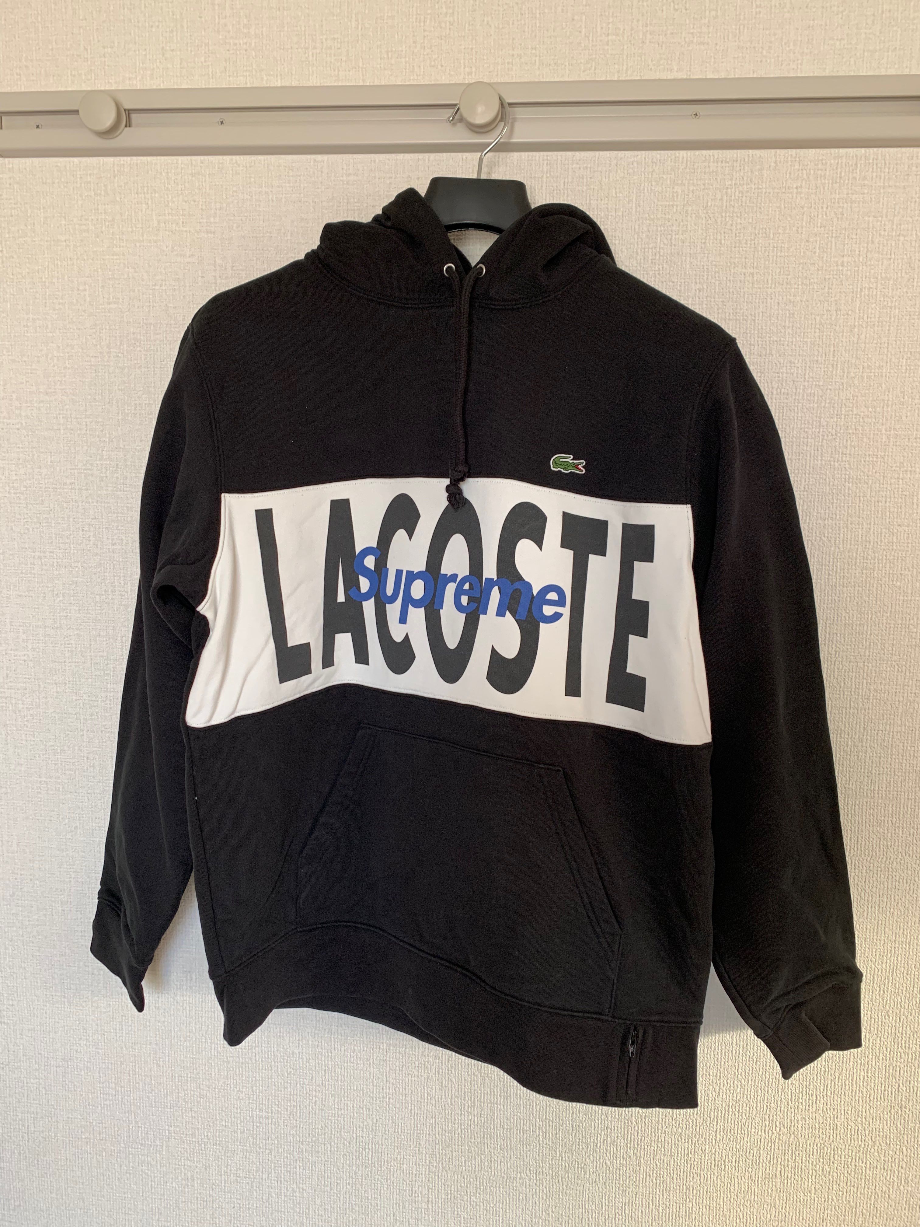 Supreme / Lacoste Logo Panel Hooded Sweatshirt "Black"