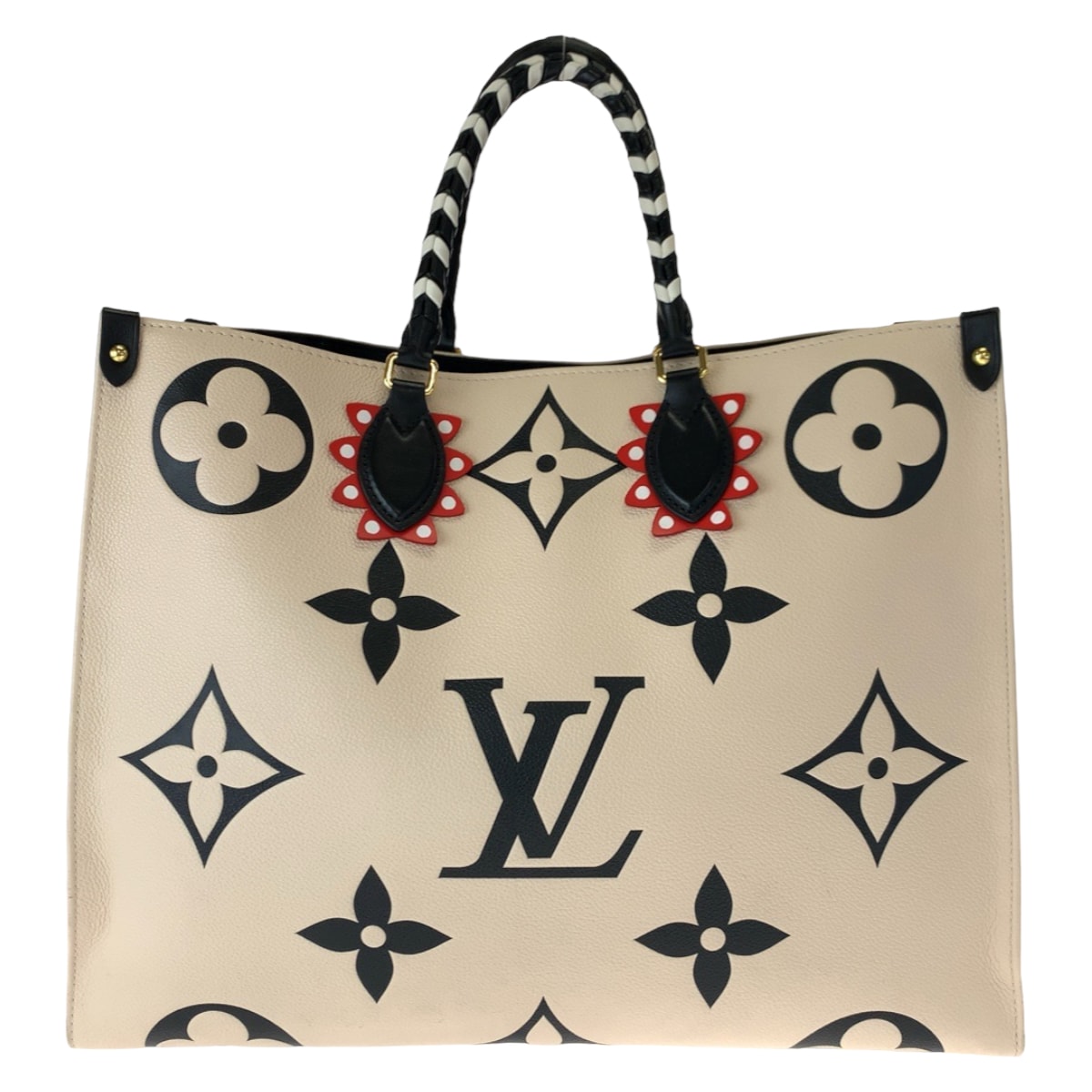 美品 LOUIS VUITTON ルイヴィトン モノグラム アンプラント クラフティ オンザゴーGM ベージュ ブラック ゴールド金具 カーフ トートバッグ ハンドバッグ Y405825 【中古】