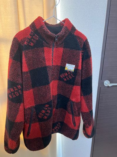 HUMAN MADE CHECK BOA FLEECE JACKET "Red"