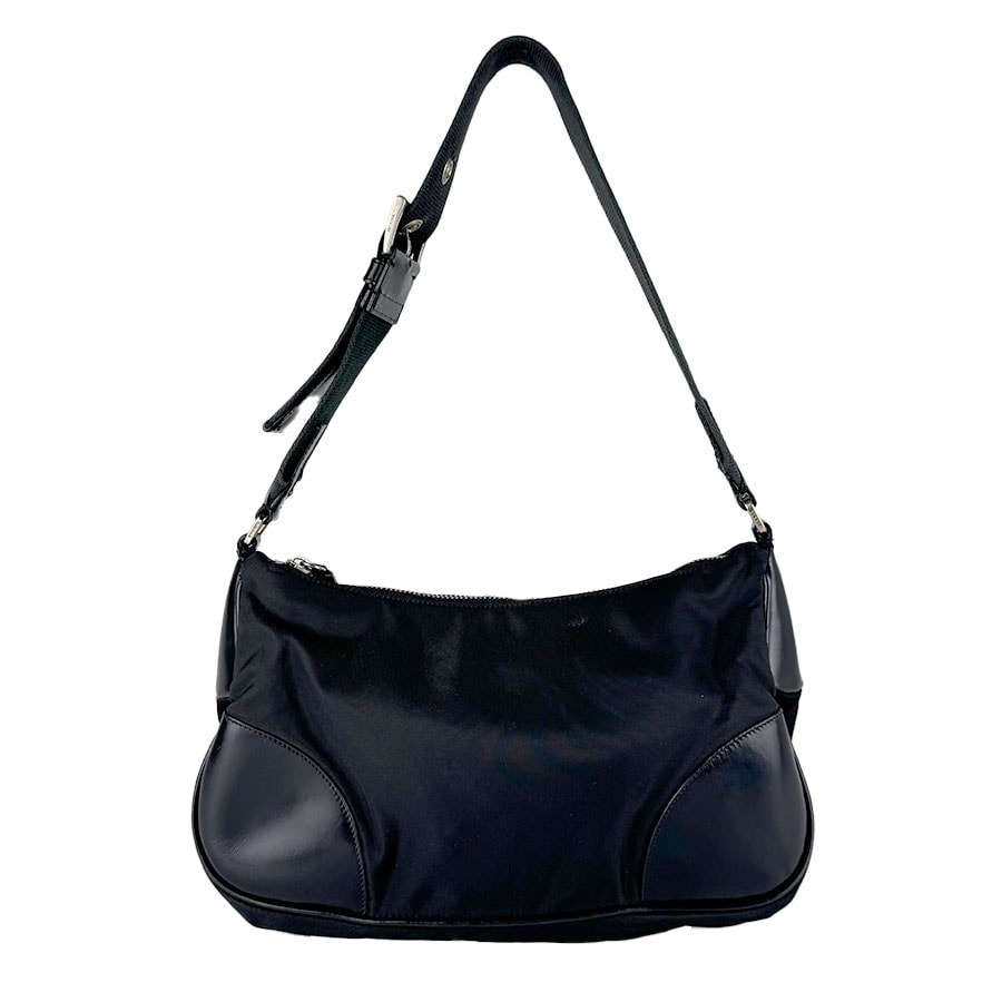 プラダ PRADA ショルダーバッグ ナイロン ブラック シルバー レディース【中古】 z10873