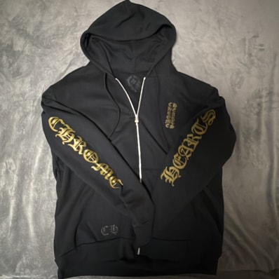Chrome Hearts Vertical Logo Zip Up Hoodie "Black/Army Green"