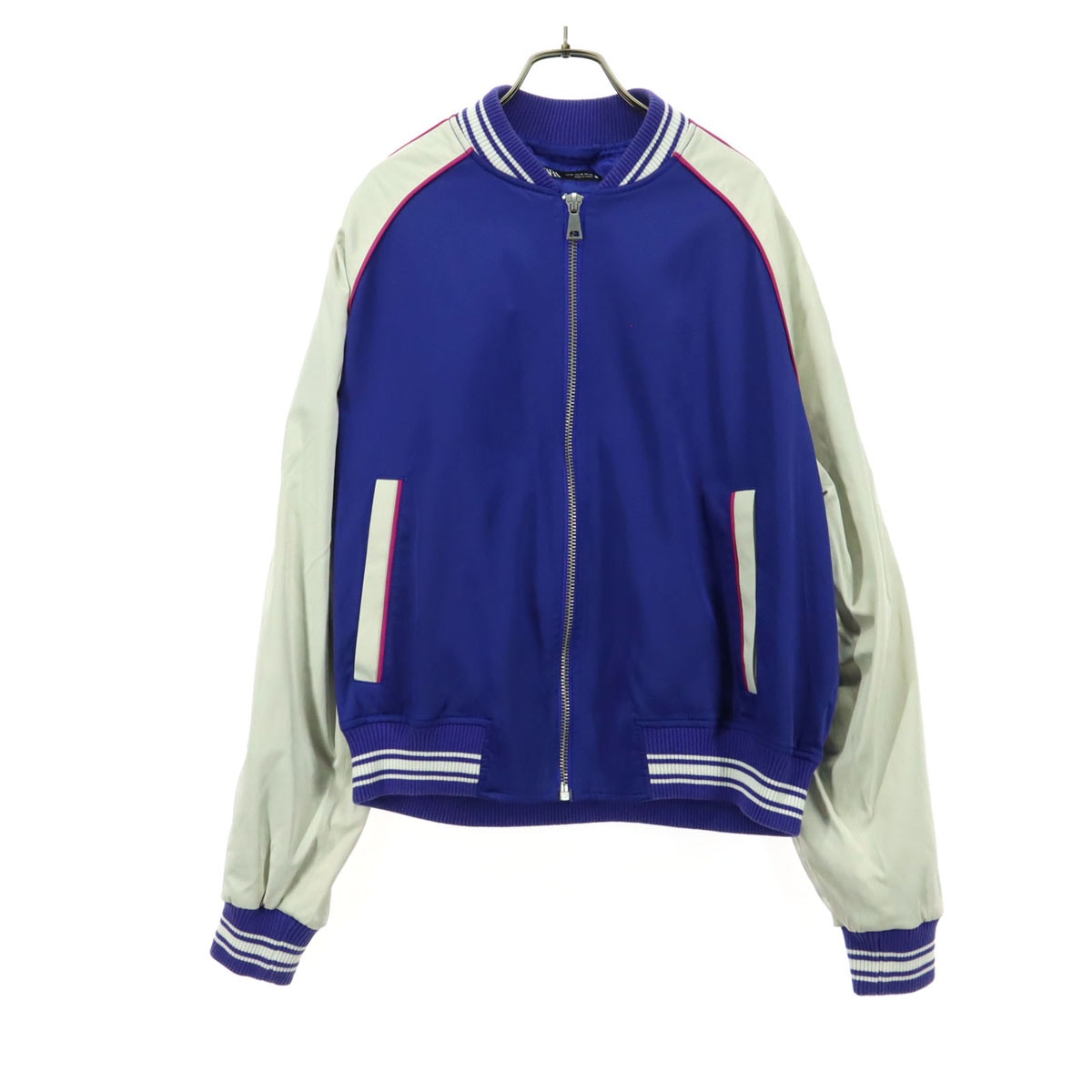 ZARA ザラ マルチカラー ロゴ 長袖 ブルゾン M ブルー