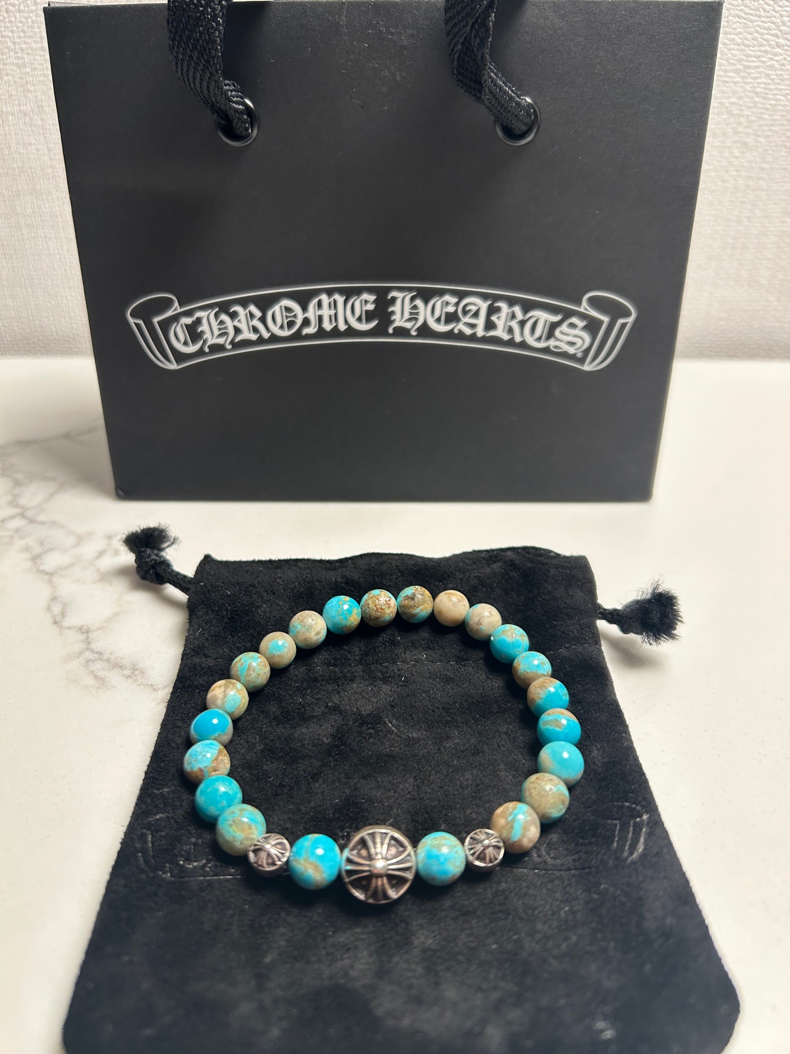 CHROMEHEARTS クロムハーツ ブレスレット ターコイズ ブルー 8mm
