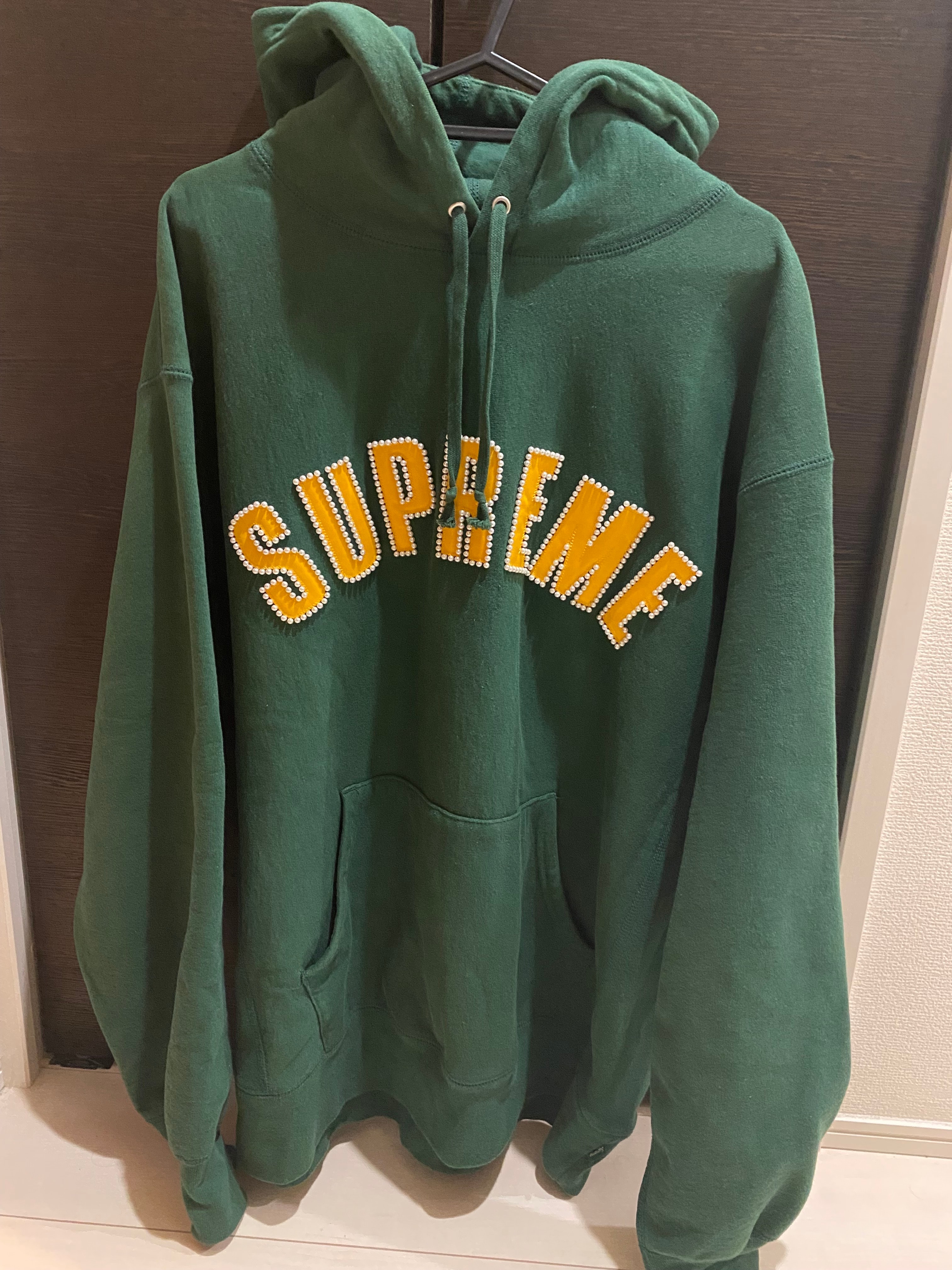 Supreme Pearl Logo Hooded Sweatshirt "Dark Green"