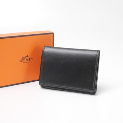 HERMES エルメス クルネゼー カードケース レザー ケース ブラック 黒 フランス製 ブランド古着【中古】20260625/RA9939