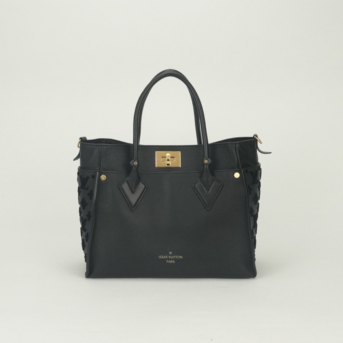 ルイヴィトン LOUIS VUITTON オンマイサイドMM オンマイサイド MM バッグ トートバッグ ショルダーバッグ カーフレザー ブラック black 黒 ゴールド金具 2way ハンドバッグ