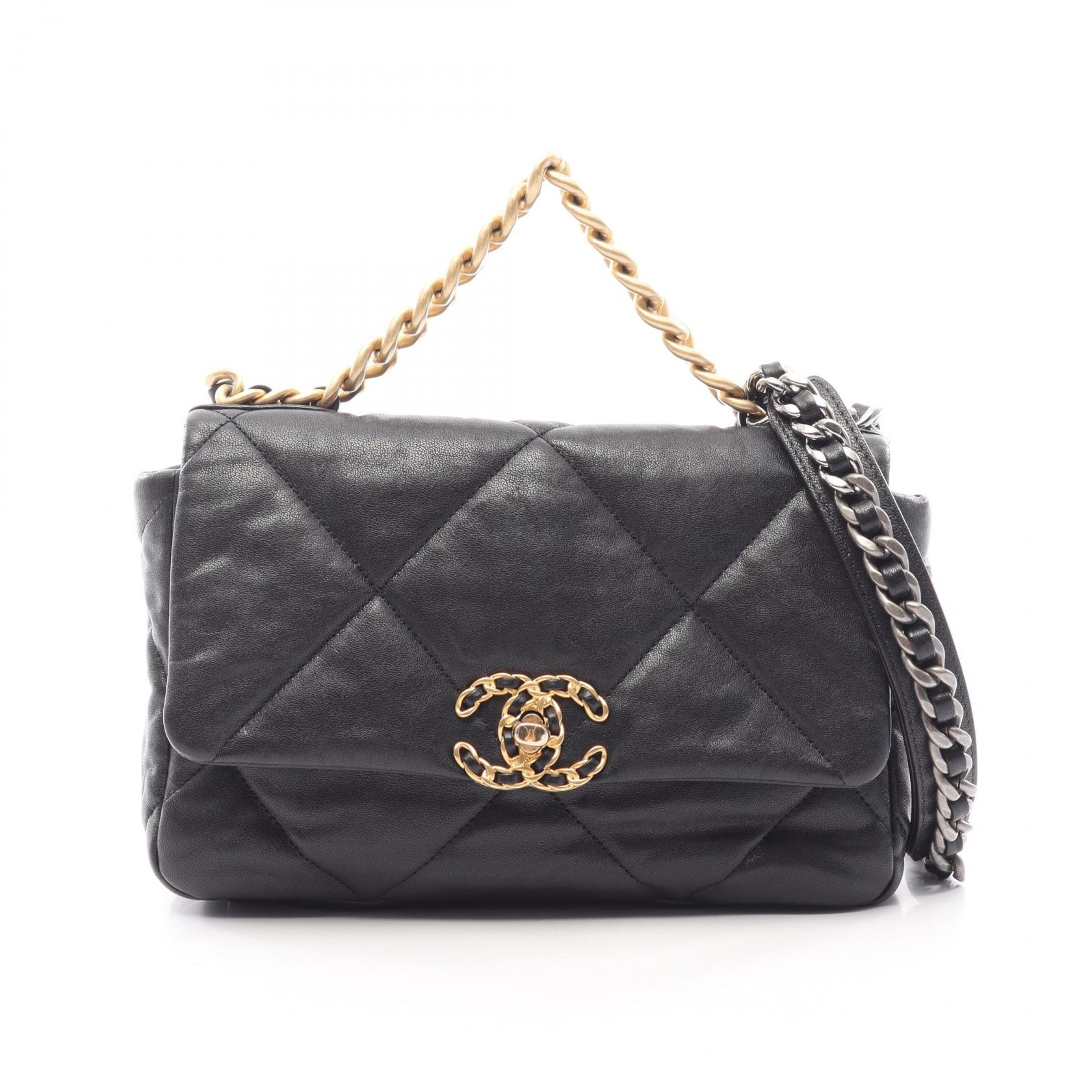 シャネル CHANEL 19 ディズヌフ マトラッセ コンビ金具 2WAY ショルダーバッグ バッグ ラムスキン(羊革) レディース ブラック系 AS1160 【中古】