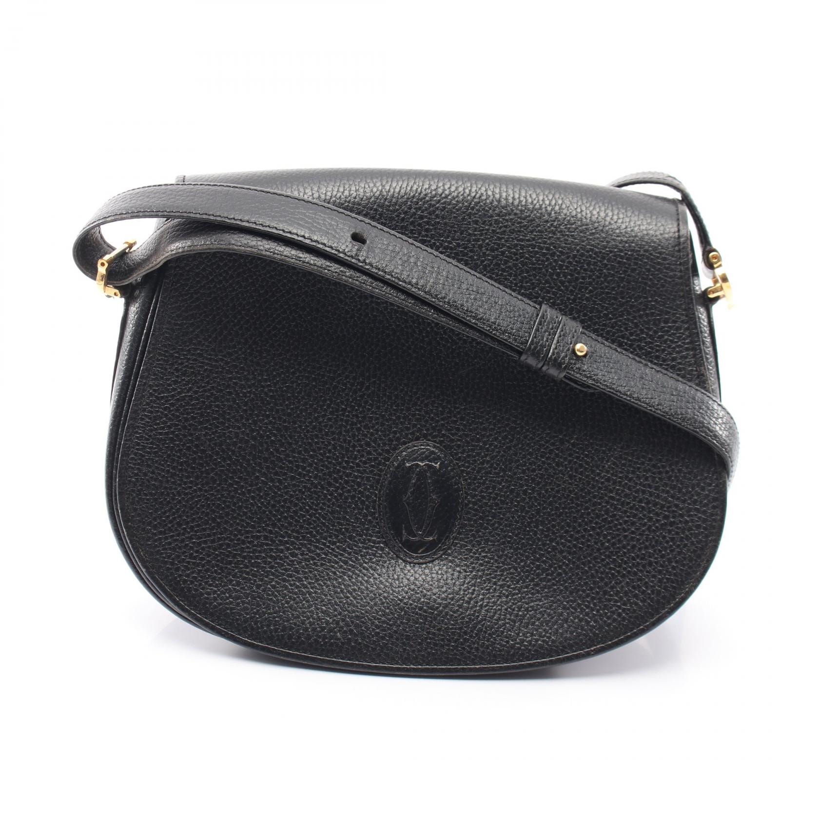 カルティエ CARTIER マストライン ショルダーバッグ バッグ レザー レディース ブラック系 【中古】