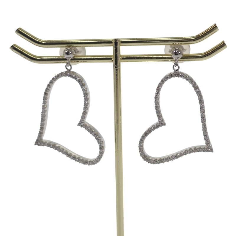 デザインジュエリー ハート ピアス ダイヤモンド【中古】【Aランク】