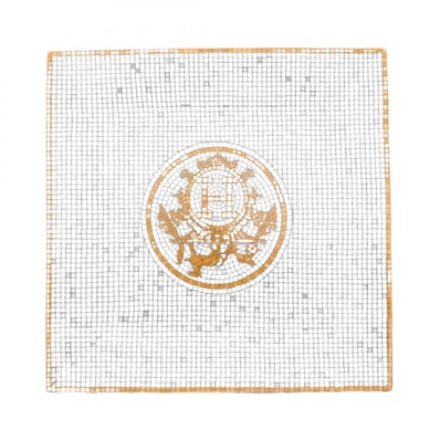 エルメス HERMES プチカレ No3 モザイク 24 ゴールド プレート 食器 アクセサリー ポーセリン ホワイト メンズ レディース ホワイト系 / イエロー系 / シルバー系 P026043P 【中古】