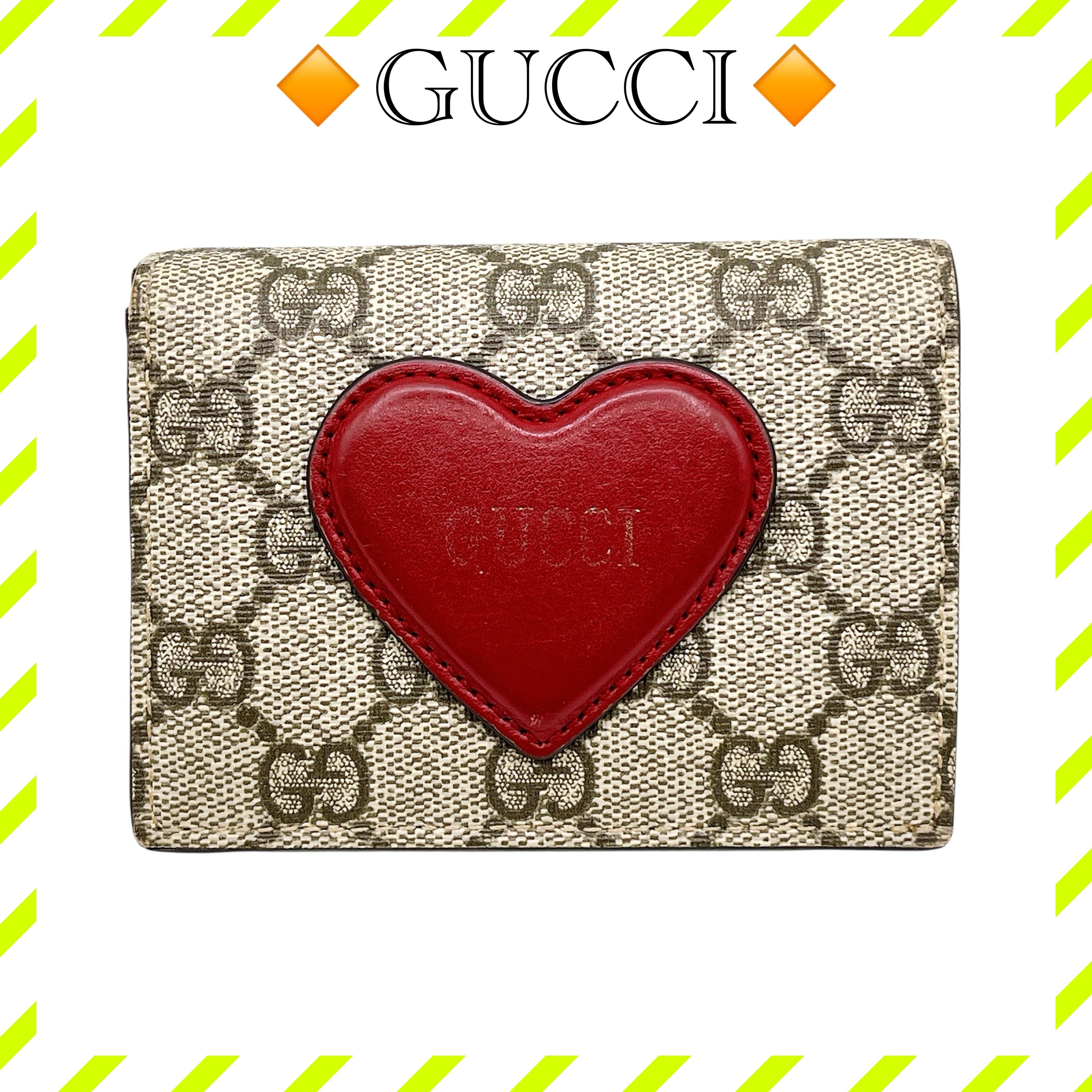 GUCCI Valentine's Day Card Case Wallet "Beige/Ebony"