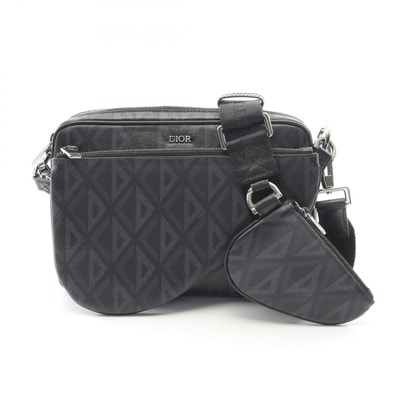 ディオール Dior CDダイヤモンド ショルダーバッグ バッグ PVCコーティングキャンバス レザー メンズ ブラック系 【中古】