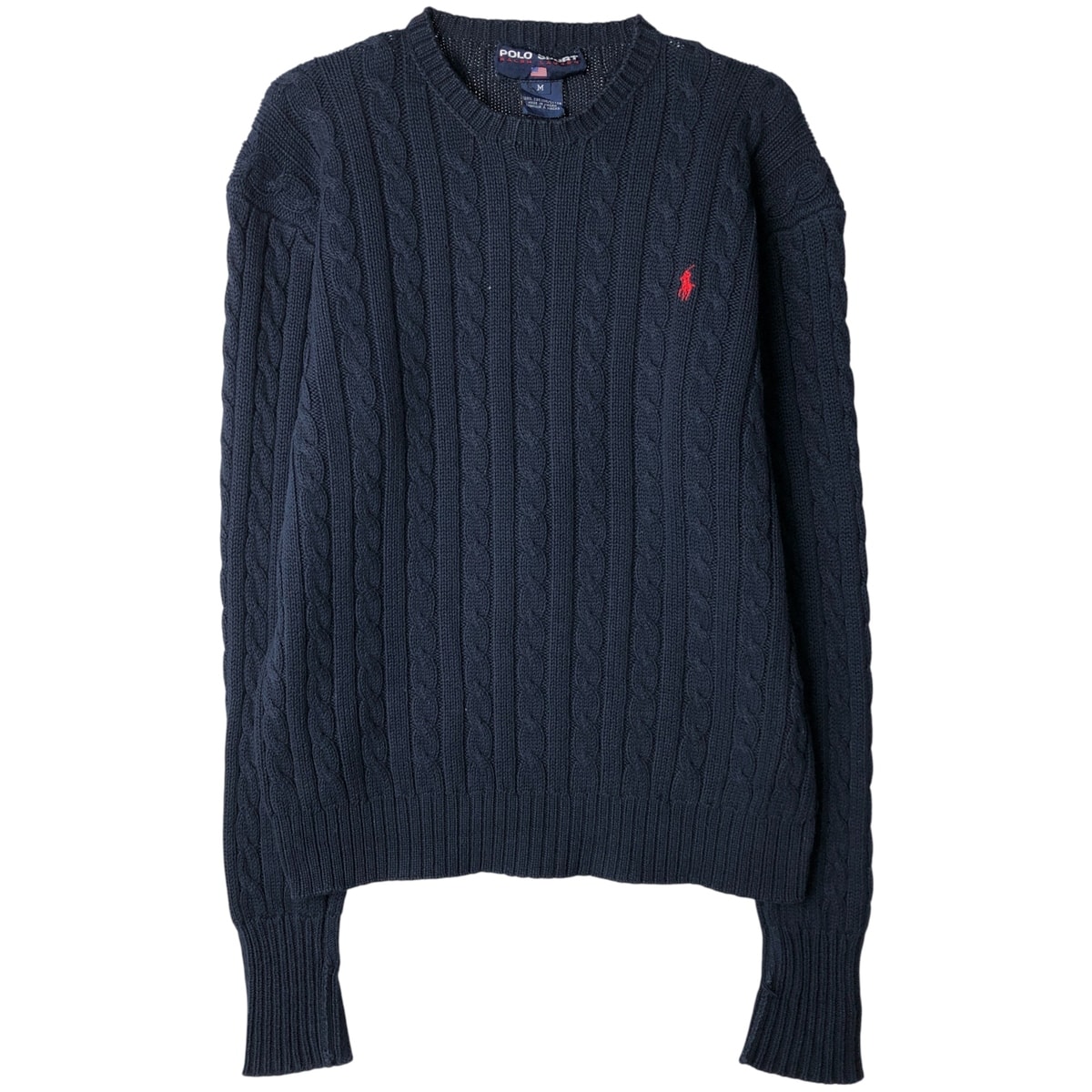 古着 ラルフローレン Ralph Lauren POLO SPORT ポロスポーツ ケーブル編み コットンニットセーター メンズM相当/eaa434385