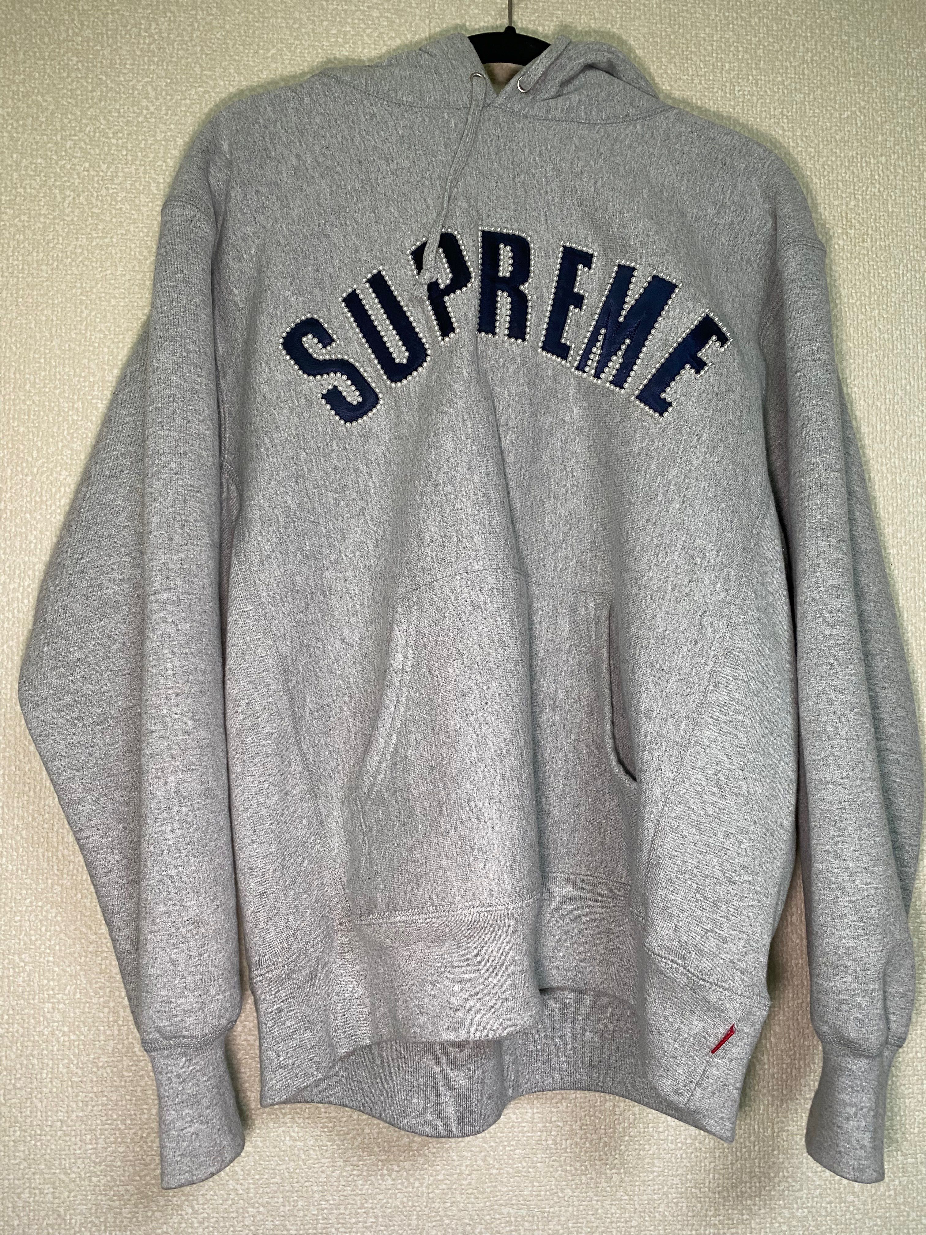 Supreme Pearl Logo Hooded Sweatshirt "Grey"