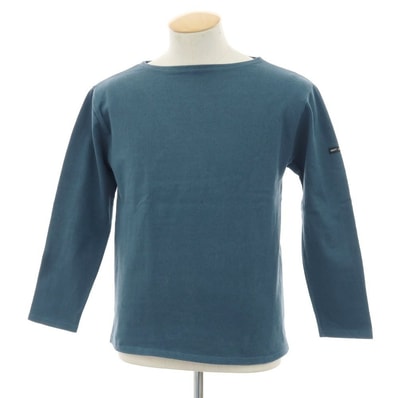 【中古】セントジェームス SAINT JAMES コットン バスクシャツ ブルーグリーン系【サイズ3】【メンズ】