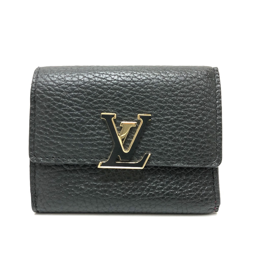 ルイヴィトン LOUIS VUITTON ポルトフォイユ・カプシーヌ XS M68587 バイカラー 財布 ウォレット コンパクトウォレット 3つ折り財布 トリヨンレザー ノワール ブラック×ピンク 新品同様