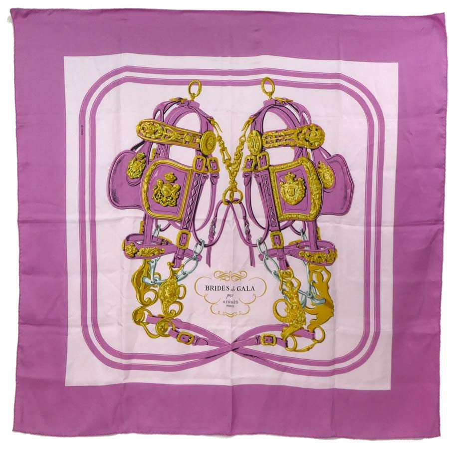 エルメス HERMES スカーフ カレ90 BRIDES de GALA シルク ピンク/ゴールド レディース【中古】 e61728a