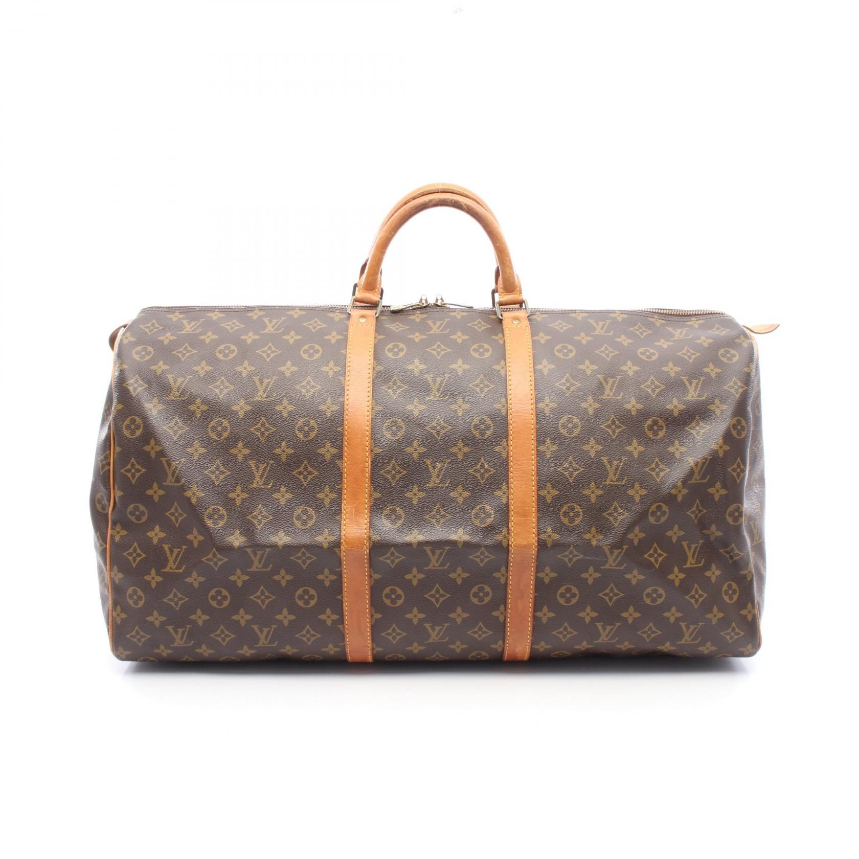 ルイ・ヴィトン LOUIS VUITTON キーポル60 ボストンバッグ バッグ PVCコーティングキャンバス レザー モノグラム メンズ レディース ブラウン系 M41422 【中古】