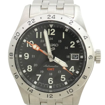SEIKO セイコー SBSC011 5SPORTS GMT ファイブスポーツ 自動巻き 腕時計 シルバー系【美品】【中古】
