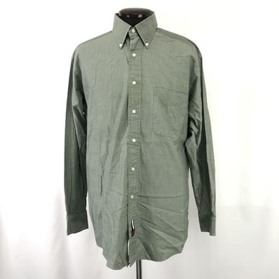 TOMMY HILFIGER/トミーヒルフィガー★長袖シャツ【メンズ15/L程度/green/緑】コットン/Tops/Shirts◆SBH878
